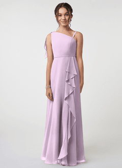 Azazie Aidy Junior Amethyst A-Line Bow Chiffon Dress image1
