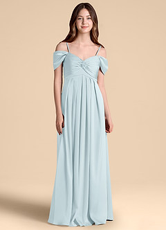 Azazie Kaitlynn Junior Jurk van Stretch Satijn met A-Lijn Off the Shoulder De Nevel image1