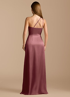 Azazie Trina Bridesmaid Dresses Vintage Mauve A-Line One Shoulder Metallic Satin Dress image9