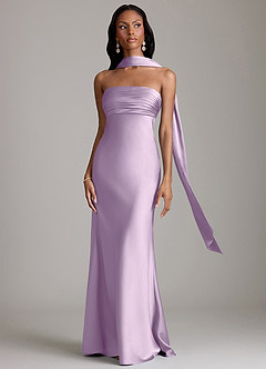 Azazie Saylor Bridesmaid Dresses Frosted Lilac Mermaid Strapless Stretch Satin Dress image9
