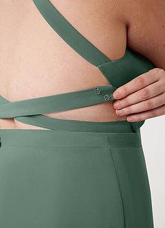 Azazie Clarice Bridesmaid Dresses Sea Moss A-Line Halter Chiffon Dress image14