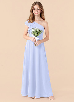 Azazie Arabella Junior Vestido de Lavanda de Gasa de Corte en A con Volante image5