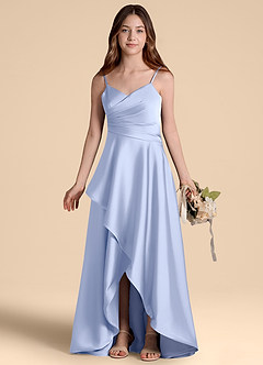 Azazie Prisha Junior Robe Trapèze en Satin extensible Plissée Eis image7