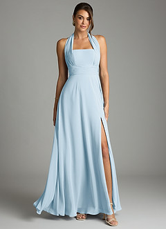 Azazie Tamira Suknie dla druhen Linia A Pofałdowany Szyfon Do ziemi Sukienka image1