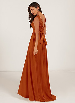 Azazie Gertrude Bridesmaid Dresses Paprika A-Line Lace Chiffon Dress image4