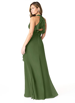 Azazie Aviv Bridesmaid Dresses Olive A-Line Pleated Chiffon Dress image2