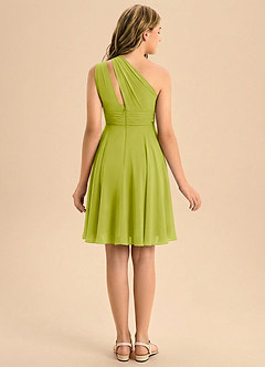 Azazie Charlize Junior Lemongrass A-Line Pleated Chiffon Dress image2