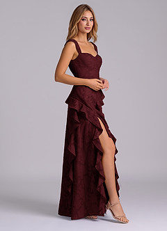 Azazie Sloane Bridesmaid Dresses Cabernet A-Line Sweetheart Neckline Floral Burnout Dress image5