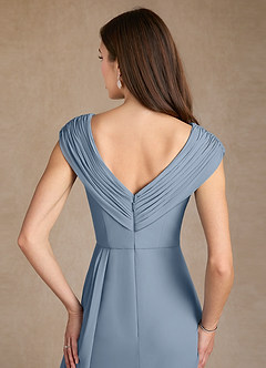 Azazie Bronson Mother of the Bride Dresses Dusty Blue A-Line Pleated Chiffon Dress image6