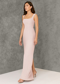 Azazie Flori Bridesmaid Dresses Rose Petal Sheath Square Neckline Chiffon Dress image4