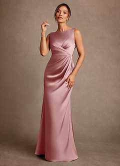 Azazie Baltimore Mother of the Bride Dresses Dusty Rose A-Line Pleated Stretch Satin Dress image1