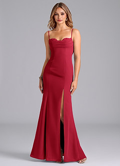 Azazie Wynni Bridesmaid Dresses Scarlet Mermaid Corset Chiffon Dress image3