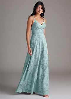 Azazie Davis Robes de demoiselle d'honneur Robe Trapèze en Blumen-Burnout Plissée Brume image4