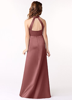 Azazie Laurel Junior Amethyst A-Line Stretch Satin Dress image3