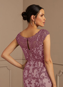 Azazie Melena Mother of the Bride Dresses Vintage Mauve Champagne Mermaid Lace Tulle Dress image6