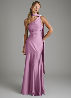 Azazie Amara Bridesmaid Dresses Wisteria Mermaid One Shoulder Stretch Satin Dress image3