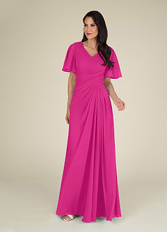 Azazie Morning Glory Final Sale Agave A-Line V-Neck Ruched Chiffon Dress image1