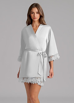 front Matching Color Satin Lace Robe