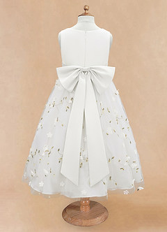 Azazie Pollie Flower Girl Dresses Ivory A-Line Bow Tulle Dress image7