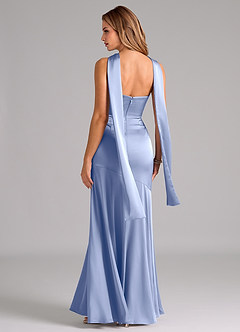 Azazie Shiloh Bridesmaid Dresses Ice Mermaid Strapless Stretch Satin Convertible Dress image7