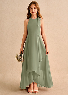 Azazie Boop Girls Formal Flower Girl Klänningar Klä A-Line i Chiffong Rosett image1