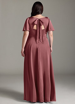 Azazie Kimber Bridesmaid Dresses Amethyst A-Line Ruched Stretch Satin Dress image8