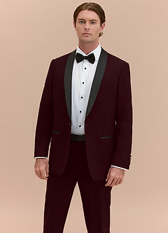 front Winston Burgundy Shawl Lapel Tuxedo Jacket