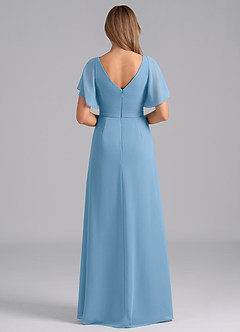 Azazie Ambrosia Bridesmaid Dresses Steel Blue A-Line Pleated Chiffon Dress image6