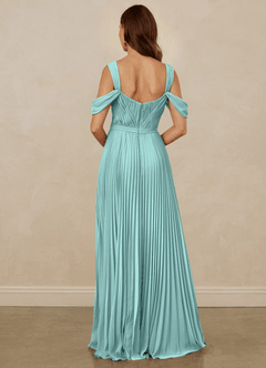 Christian Siriano Bridal for Azazie 1013 Bridesmaid Dresses Aqua A-Line Off the Shoulder Chiffon Dress image3