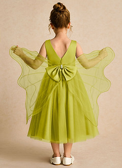 Azazie Pear vestidos de niña de las flores Vestido de Hierba De Limón de Tul de Corte Princesa con Lazo image1