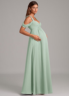 Azazie Rhea Zwangerschaps Bruidsmeisjekleding A-Lijn Geplooid Chiffon Vloerlengte Jurk image6