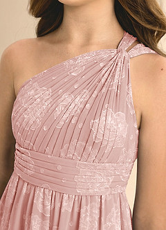 Azazie Charlize Junior Formal Linia A Pofałdowany Kwiatowe wypalenie Długość podłogi Młodsza druhna Sukienka image6