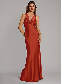 Azazie Cheryl Vestidos de damas de honor Vestido de Óxido de Satén Elástico de Corte Sirena image1