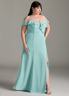 Azazie Sophie Bridesmaid Dresses Aqua A-Line Off the Shoulder Chiffon Convertible Dress image10