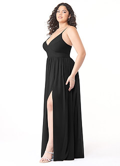 Azazie Aaida Abiti da Damigella Abito A-Line in Chiffon Corsetto Nero image9