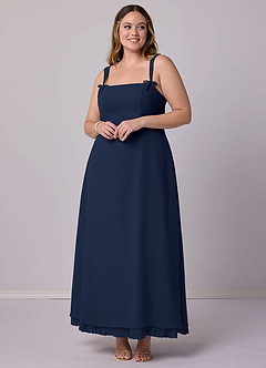 Barbie ♥ Azazie Bridesmaid Dresses Dark Navy A-Line Pleated Chiffon Dress image7