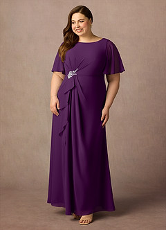 Azazie Rain Mother of the Bride Dresses Grape Sheath Beaded Chiffon Dress image8