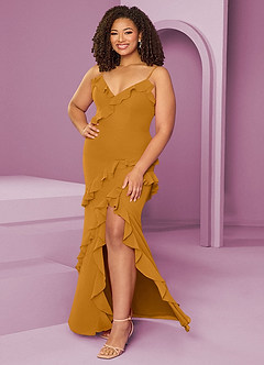 Barbie ♥ Azazie Jurken voor bruidsmeisjes Jurk van Chiffon met Kolom Boterbabbelaar image11
