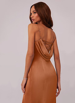Barbie ♥ Azazie Bridesmaid Dresses Copper Mermaid Corset Stretch Satin Dress image3