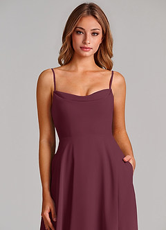 Azazie Elle Bridesmaid Dresses Cabernet A-Line Pleated Chiffon Dress image6