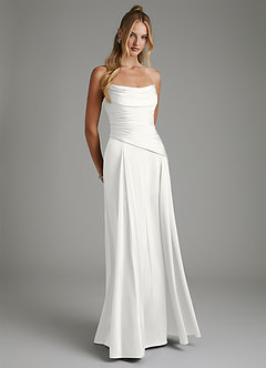 Azazie Gabriela Bridesmaid Dresses White A-Line Corset Stretch Satin Dress image8