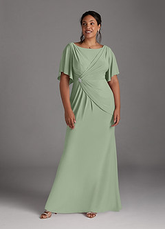 Azazie Louanne Mère de la mariée Robes Robe Sirène en Tricot de luxe Plissé col bateau Agave image11