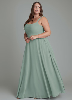 Azazie Shaude Bridesmaid Dresses Silver Sage A-Line Pleated Chiffon Dress image9