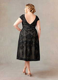 Azazie Sanna Abiti per la Madre della Sposa Abito A-Line in Tulle in Pizzo con Scollo a U Nero Champagne image9