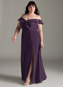 Azazie Sophie Bridesmaid Dresses Plum A-Line Off the Shoulder Chiffon Convertible Dress image8