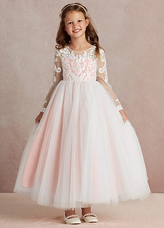 Azazie Elodie vestidos de niña de las flores Vestido de Marfil Rosetón de Encaje de Princesa image3