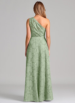 Azazie Phaedra Bridesmaid Dresses Dusty Sage A-Line One Shoulder Floral Burnout Dress image6