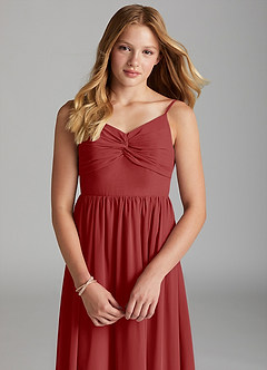 Azazie Zeya Junior A-Linie Chiffon Kleid Rost image6
