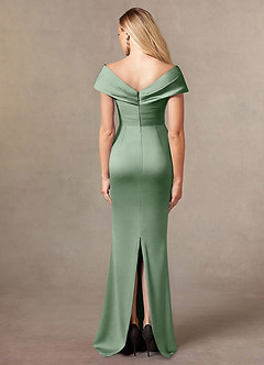 Azazie Ludlow Mother of the Bride Dresses Matcha Mermaid Pleated Stretch Satin Dress image4
