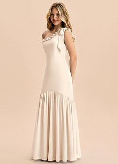 Azazie Yana Junior Robe Fourreau en Mousseline de soie Nœud Albâtre Blanc image1